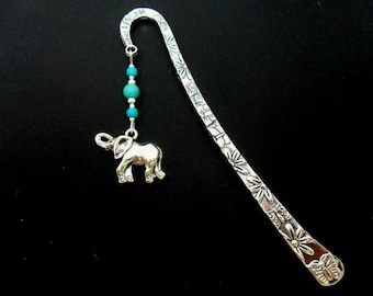 A hand made tibetan silver turquoise  beads elephant themed bookmark. New.