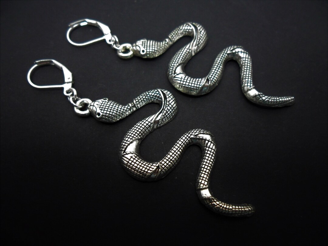 Handmade Tibetan Silver Snake Dangle Clip-On Earrings – Long, Dangly, UK Made