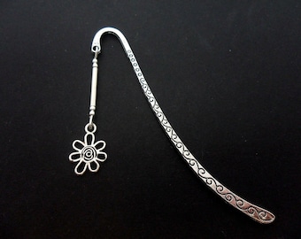 A tibetan silver flower charm bookmark. 9cm long.