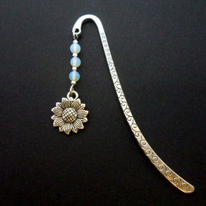 A tibetan silver flower and opalite bead bookmark. 9cm long.