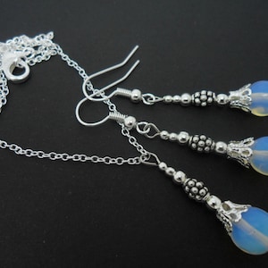 A hand made opalite  bead necklace and earring set.