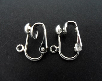 A Pair of lever back non pierced ear clips clip on . silver colour . new.