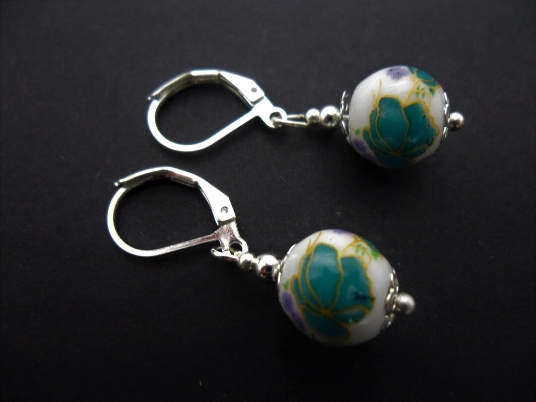 Handmade Cute Little Blue Heart Dangle Leverback Hook Earrings – New With Tags, UK Made