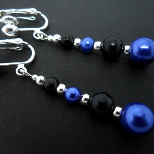 Silver & Black Vintage Teardrop Dangle Earrings E 948 - Foto 4