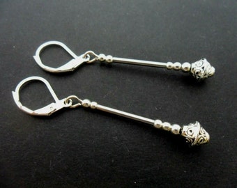 A pair of pretty tibetan silver  dangly leverback hook earrings.