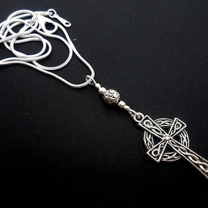 A lovely   tibetan silver celtic cross  pendant necklace.