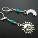 thumbnail image 2 of Handmade Tibetan Silver Drop Earrings With Feather & Turquoise Bead – Clip-On 2 of 5