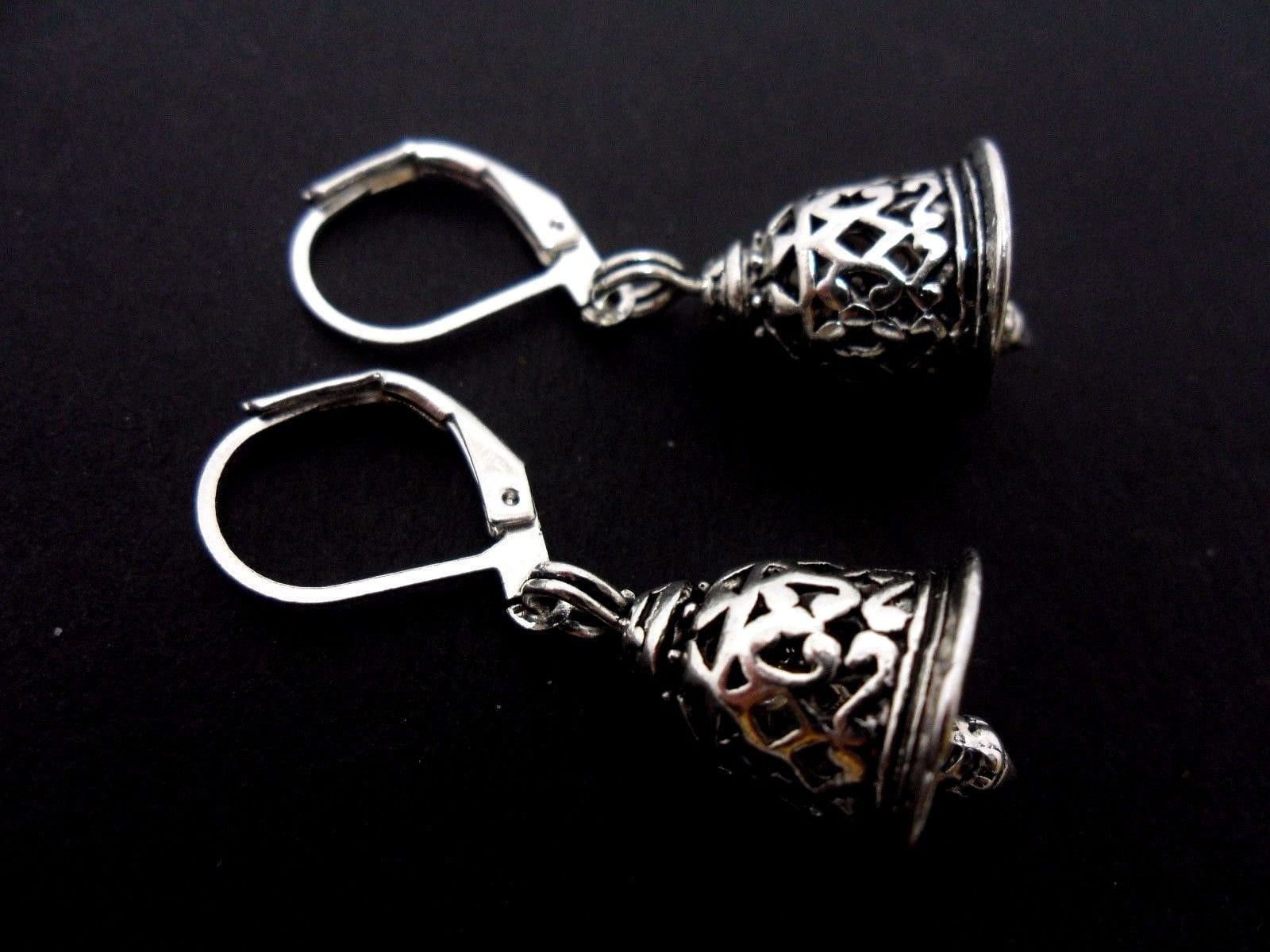 Orecchini a giglio in argento sterling, gioielli in argento, fiore piegato, forma triangolare vintage 925 su ganci - Italia