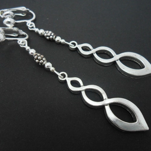Pretty Tibetan Silver Heart-Shaped Clip-On Earrings - Handmade, New With Tags
