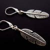 Handmade Tibetan Silver Dangle Earrings - Slim Leaf Design - New