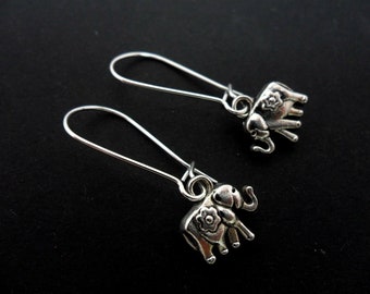 A pair of tibetan silver elephant earrings on kidney wire hooks. New.