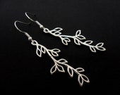 A PAIR OF TIBETAN SILVER DANGLY SLIM LEAF PURPLE BEAD CLIP ON - Foto 6