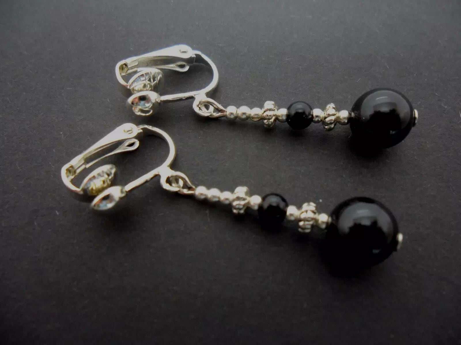 Vintage Simple Black Onyx Silver Post Earrings by Navajo Larry Sandoval