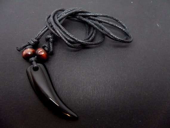A Mens/boys Black Cord Surfer Tribal Black Tooth Adjustable
