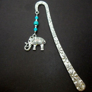 A hand made tibetan silver turquoise  beads elephant themed bookmark. New.