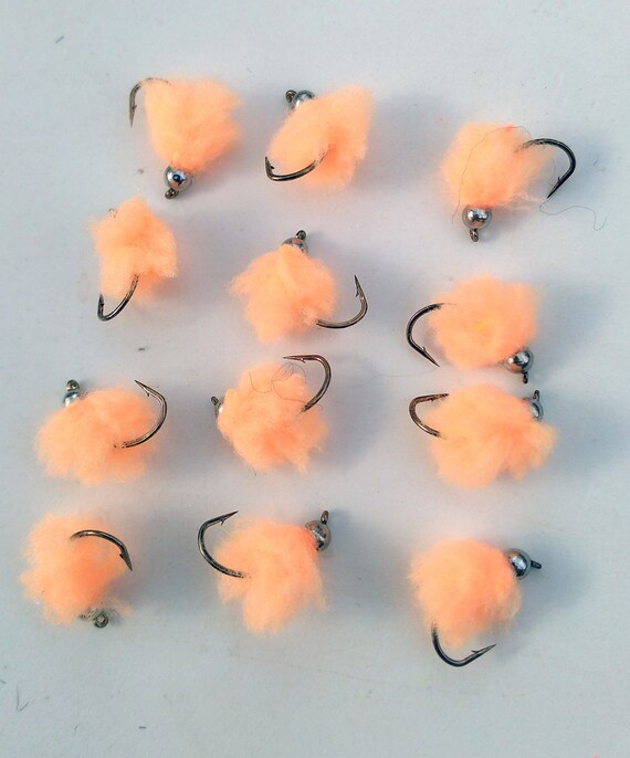 12 Eggstasy 3.0mm Tungsten Bead Barbed Wide Gap Hook Fly Fishing Flies Egg  Pattern Fly Euro Nymphing Sockeye / Peach 