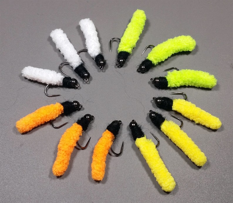 12 Fly Fishing Flies Bead Head Mop Fly 4 Color Combo 4 Etsy