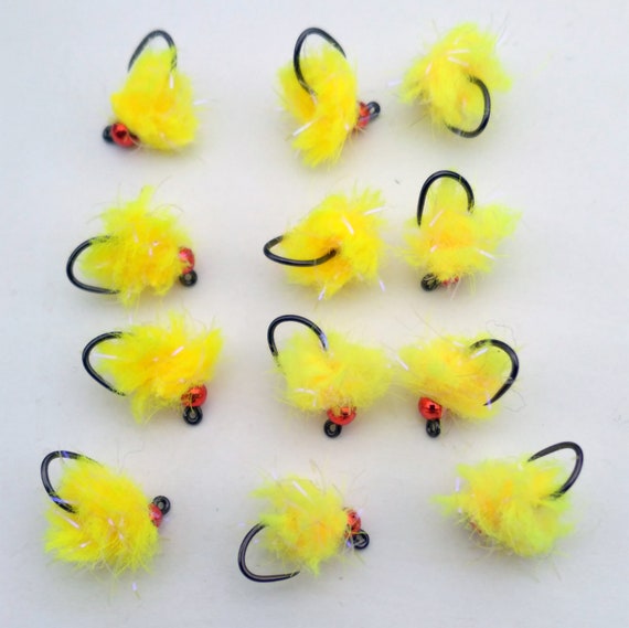 1 Doz 14 3.0 Red Tungsten Yellow Eggstasy Fly Fishing Flies Egg Pattern Fly  Euro Nymphing 