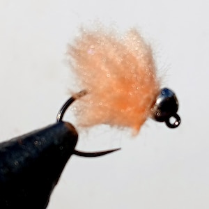 Tungsten Egg Fly: Sockeye Peach, Wide Gap Jig Hook, #12 (12 Pack)