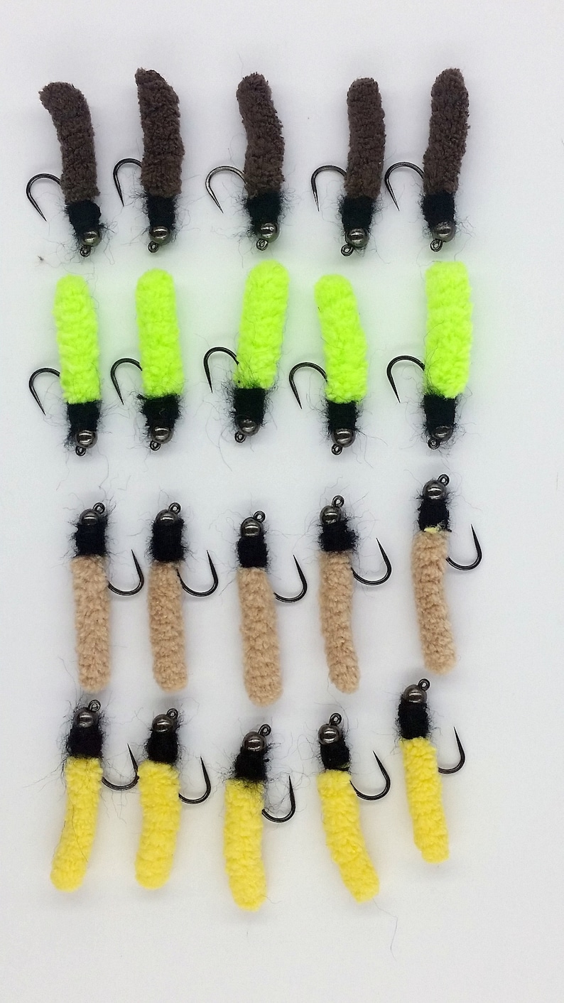 Fly Fishing Flies 20 Mop Fly 4 Color Combo 11 Beaded Nymph Etsy