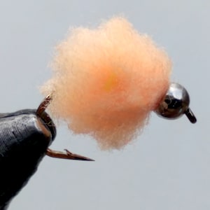 12 Eggstasy Fly Fishing Flies: Tungsten Bead, Sockeye Peach Egg Pattern BARBED hook