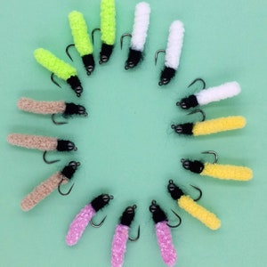 Fly Fishing Flies (15) Mop Fly 5 color combo #9 beaded nymph trout bass