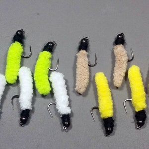 Fly Fishing Flies (12) Mop Fly 4 color combo #1 beaded nymph trout bass