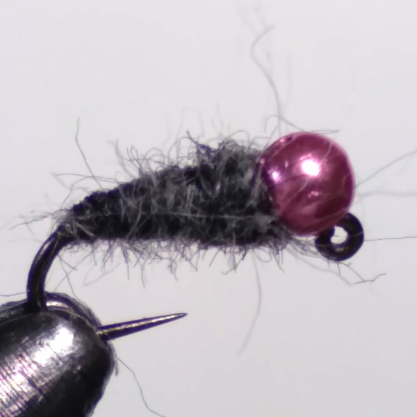 1 Dozen Muskrat Natural #18 Pink Tungsten Walt's Worm Fly Fishing Flies - Euro nymph -