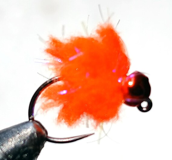 Fire Orange Eggstasy Fly Fishing Flies: #12 Wide Gap, Red