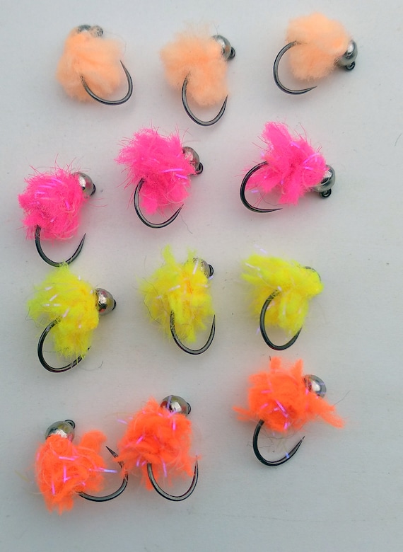 1 Doz 12 4.0 Tungsten WIDE GAP Combo Eggstasy Fly Fishing Flies Egg Pattern  Fly Euro Nymphing 4 Color Combo 