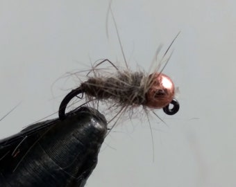 1 Dozen Natural Hare's Ear #18 Copper Tungsten Walt's Worm Fly Fishing Flies - Euro nymph -