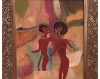 AFRICAN COUPLE -- Original fine art, acrylic on canvas