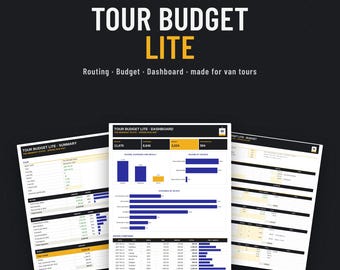 DIY-turnébudget för små band, minibussturné, avgifter, bränsle, merchandise, Excel + Google Sheets