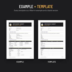Filled-in example and blank template for every document