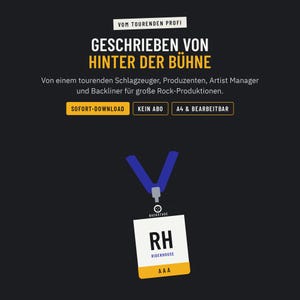 Riderhouse Hospitality Rider, geschrieben von einem tourenden Musiker