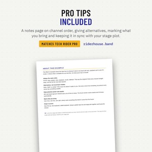 Notes page with tips for an input list sound engineers love
