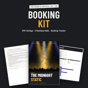 Booking Kit für Bands mit EPK-Vorlage, Booking-Mails und Booking-Tracker, Deutsch und Englisch