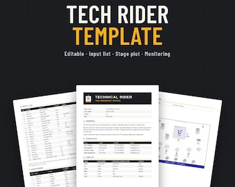 Tech Rider-mall för band och DJ:s, inputlista, scenplott, monitormixar, Word + Google Docs