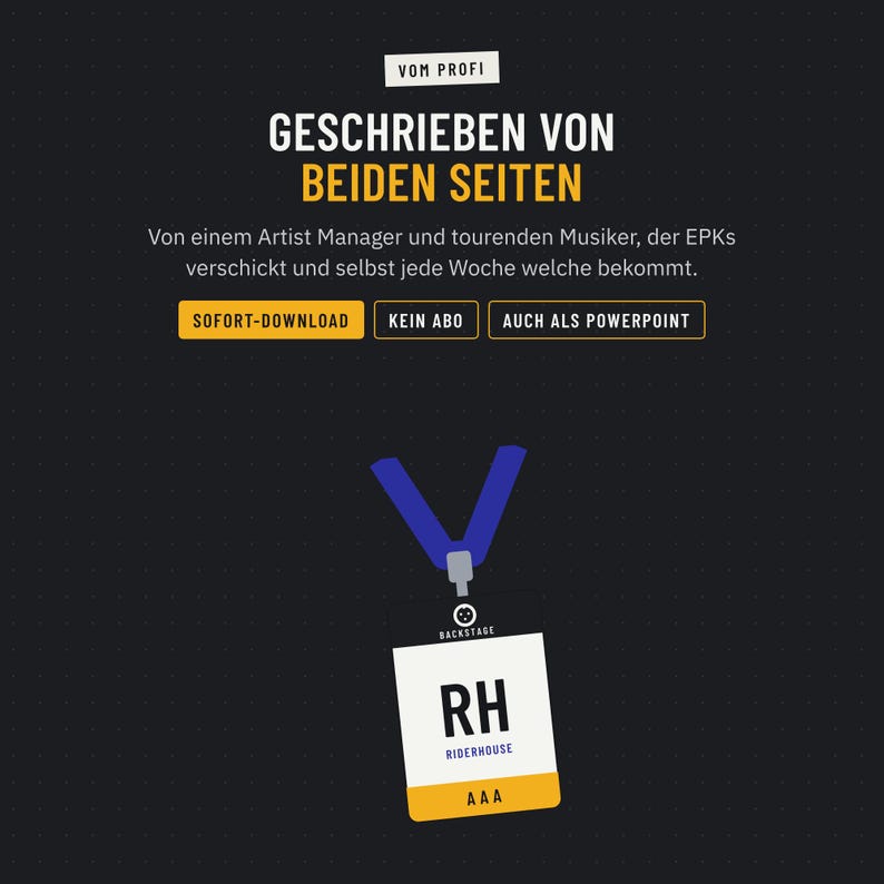 Riderhouse EPK-Vorlage, geschrieben von einem Artist Manager und tourenden Musiker