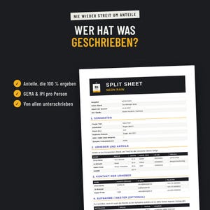 Tabelle mit Songwriter-Anteilen, Verwertungsgesellschaft und IPI-Nummer