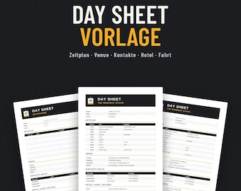 Day Sheet Vorlage für Bands & DJs, Deutsch + Englisch, Tagesplan Showtag, Word + Google Docs