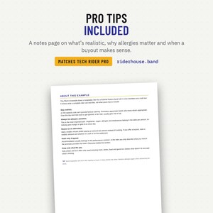 Notes page with pro tips for your hospitality rider
