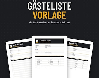 Gästeliste Vorlage für Konzerte, Bands & DJs, Deutsch + Englisch, Abendkasse, Word + Google Docs