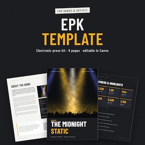 EPK template for bands and musicians, editable in Canva