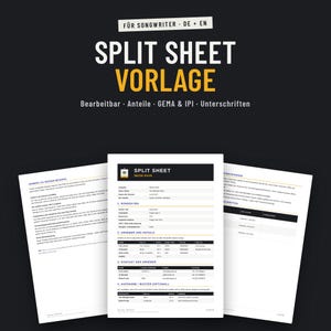 Split Sheet Vorlage für Songwriter und Produzenten auf Deutsch und Englisch