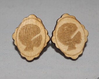Black Girl Afro Cameo Stud Earrings - Hypoallergenic
