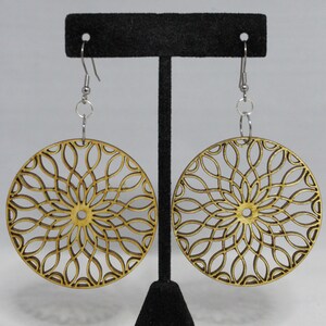 Abstract Circle Curved Lines Dangle Earrings - Hypoallergenic