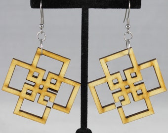 Overlapping 4 Square Earrings - Hypoallergenic Dangle Earrings