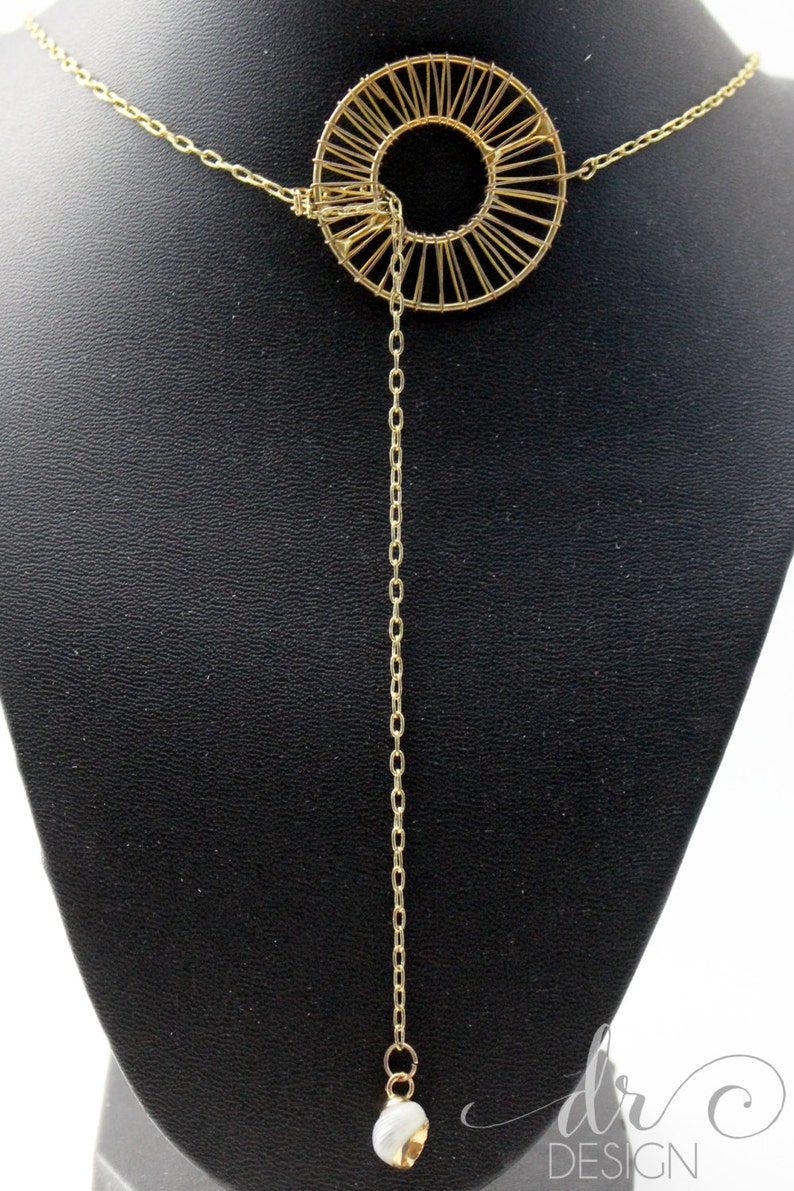 Wire Wrapped Lariat Necklace and Earring Set Etsy