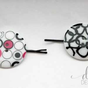 Black and White Button Bobby Pins